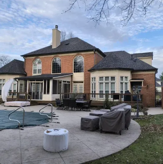 Luxury brick home rear gutter system Brentwood TN