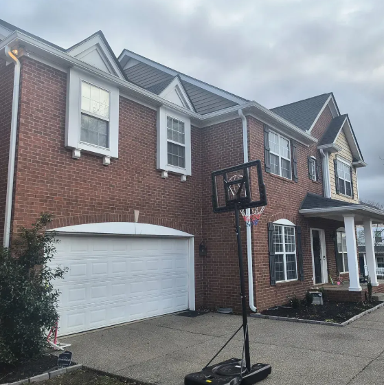 Two-story brick home seamless gutter project
