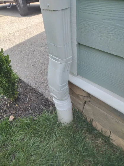 Downspout repair and aluminum wrap detail