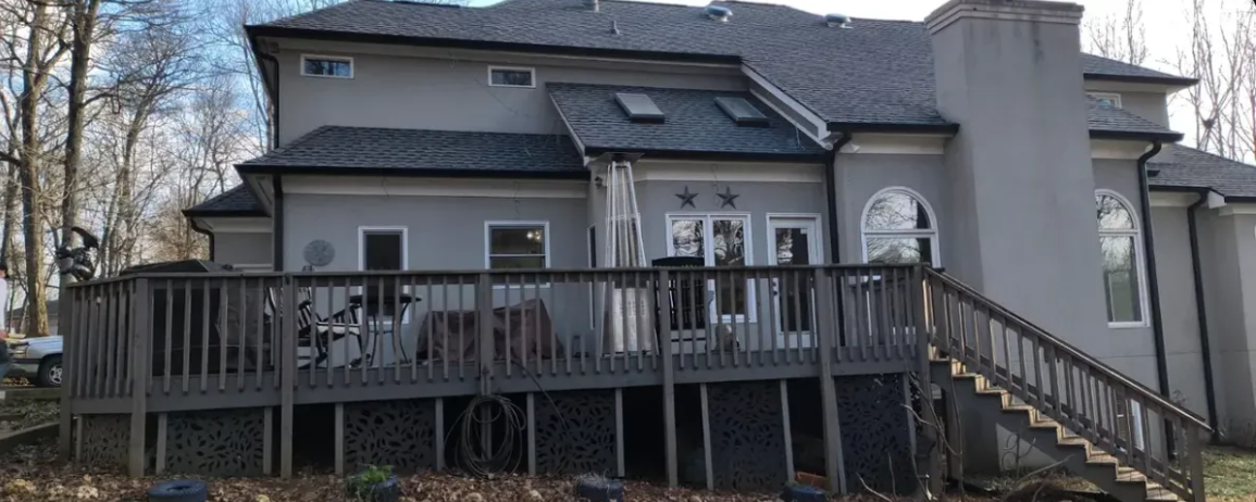 Rear elevation gutter and deck wrap detail